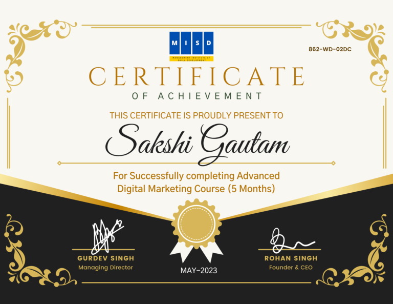 MISD Digital Marketing Institute Certificate